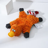 Mop plush pet toy duck in orange for dogs.