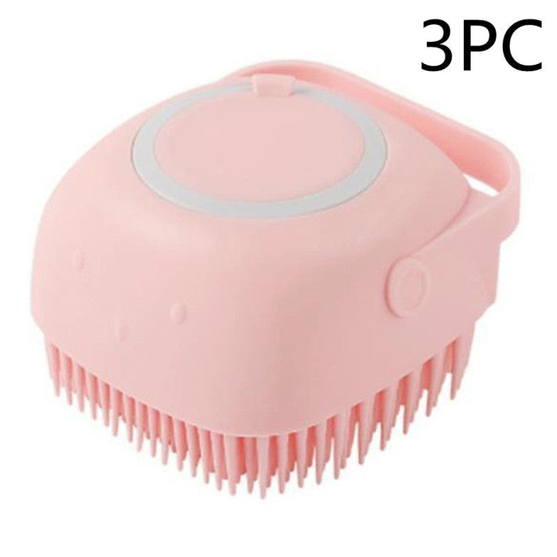 Silicone dog bath massage gloves brush for pet grooming.