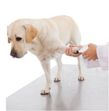 UEETEK Electric Pet Nail Grinder being used to trim a dog's nails on a table.