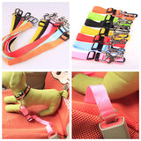 Fixed strap polyester dog leash with adjustable length for car safety and durable design.