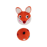 Colorful felt stretch ball cat toy with animal sounds and bell.