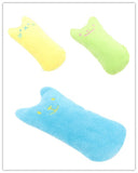 Colorful plush catnip toys for cats, ideal for biting and playing.