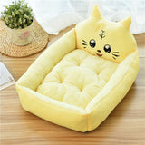 Large pet cat dog bed in soft fleece with cartoon design, suitable for cats and dogs.