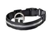 Nylon LED pet dog collar with black and white glow design.