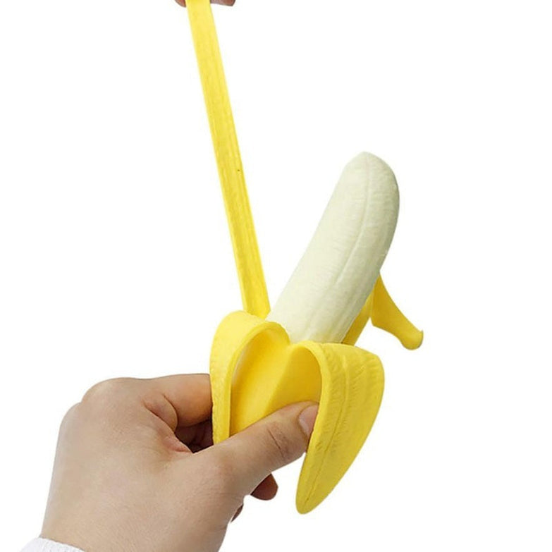 Creative Pet TPR Banana Squeeze Toy, yellow and white, interactive pet supply.