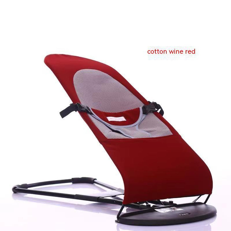 Portable dog rocking chair in cotton wine red, featuring a durable cloth material.