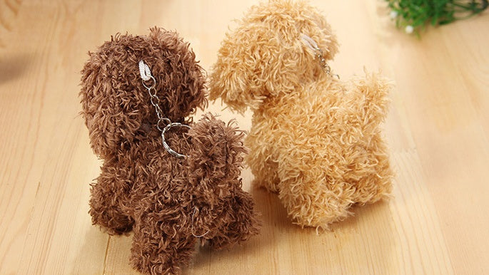 Long-haired pet doll teddy dog toy pendant, short plush, 10cm.