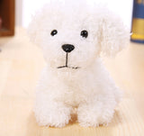 Fluffy white pet doll teddy dog toy with long hair.