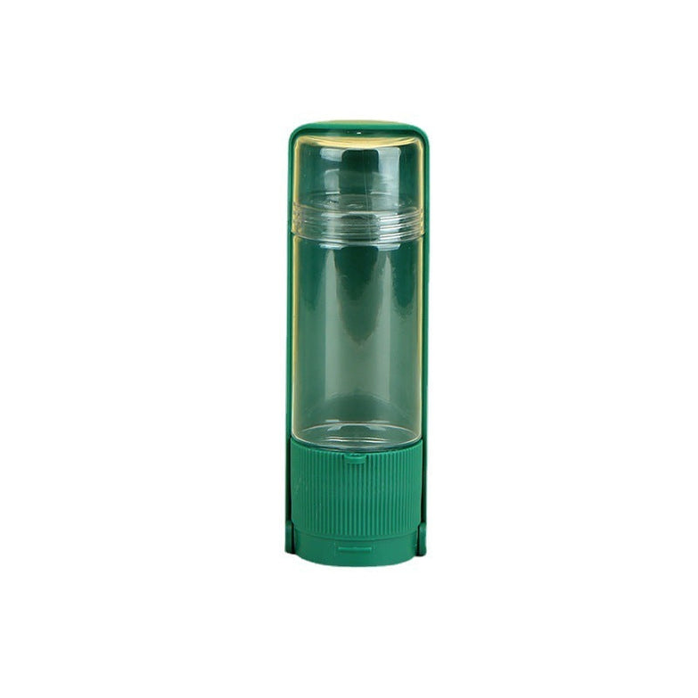 Portable pet water dispenser in malachite green for outdoor travel.