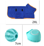 Silicone dog bath massage gloves and ball for pet grooming and cleaning.