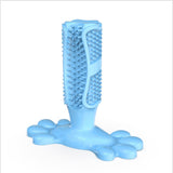 Large dog molar toy, blue rubber with soft bumps for cleaning teeth.