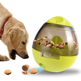 Pet food feeder dispenser toy for dogs, enhances digestion and mental stimulation.