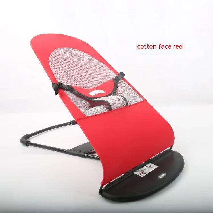 Portable dog rocking chair with red cloth material, designed for pet comfort.