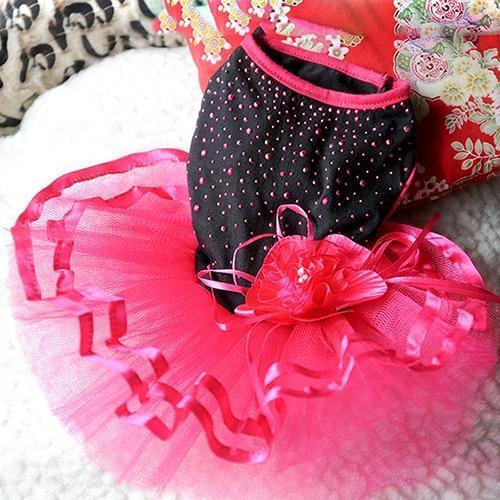 Pet Princess Wedding dress for dogs in black and pink cotton, ideal for spring and summer.