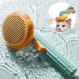 Hand-held pet cat brush with steel wire self-cleaning comb for hair removal, promoting blood circulation and reducing hair loss.