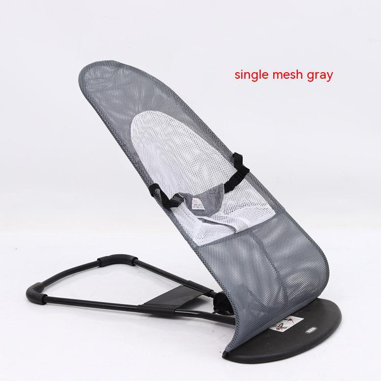 Portable dog rocking chair in single mesh gray fabric.