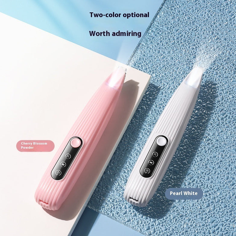 Efficient LED pet shaving clippers in cherry blossom pink and pearl white options.