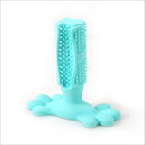 Dog molar toy in light blue rubber with a soft bump texture for teeth cleaning.