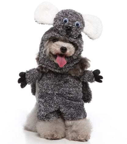 Funny dog costume with cartoon design, part of Halloween and Christmas cosplay pet supplies.