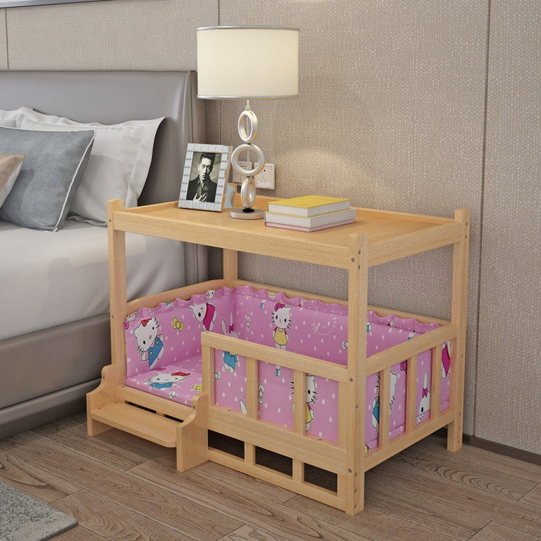 Nightstand with integrated DIY pet bed featuring Hello Kitty design in pink.