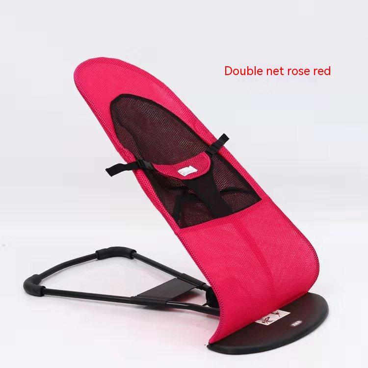 Portable dog rocking chair in double net rose red design.