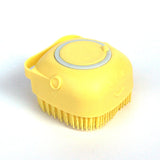 Silicone dog bath massage glove brush for pet grooming and cleaning.