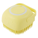 Silicone dog bath massage glove brush for pet grooming and cleaning.