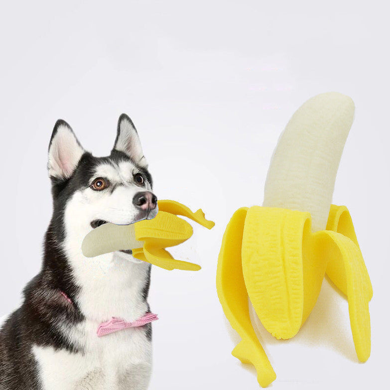 TPR banana pet interactive squeeze toy for dogs.