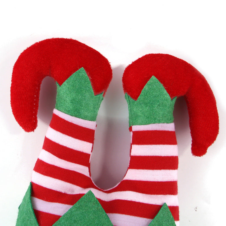 Pet Christmas dress up hat with red and green striped design.