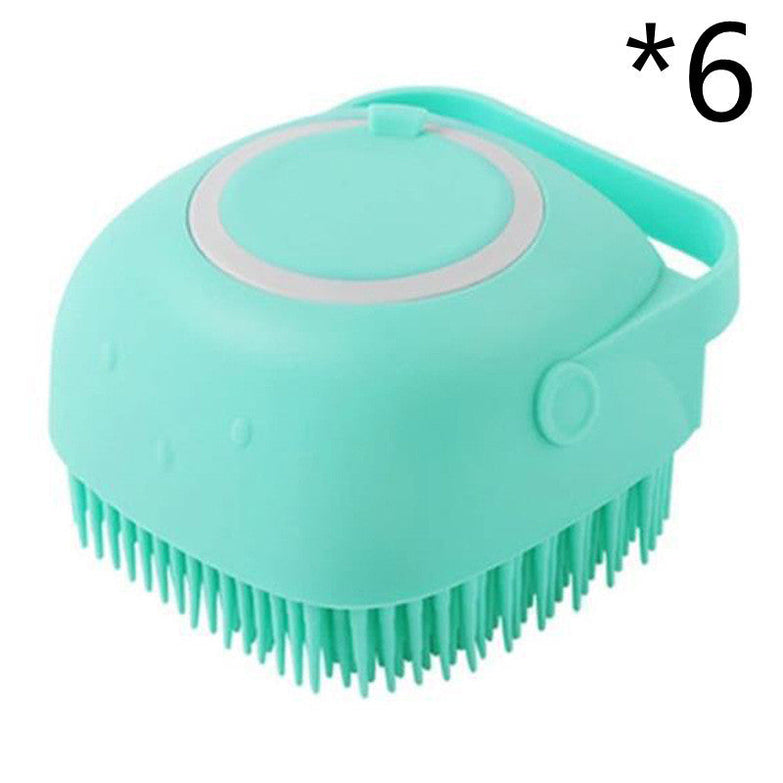 Silicone dog bath massage gloves brush for pet grooming and cleaning.