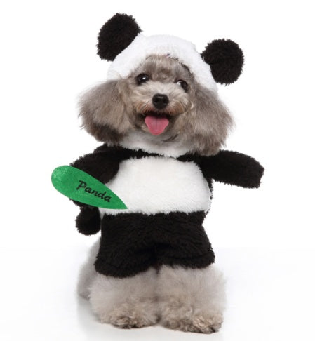 cosplay pet supplies dog dressed in panda costume with hat and cloak