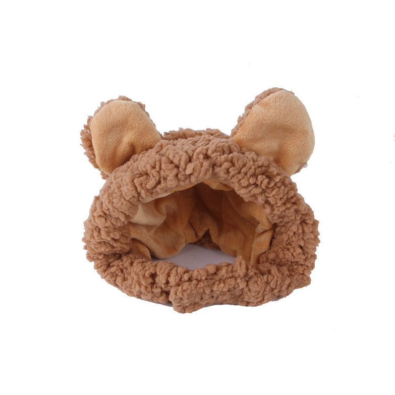 Curly Hair Pet Hat with Plush Material for Cats, Cartoon Design, Average Size, Charter Girl's Cap Color.