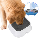 1.5L cat dog water bowl with floating plate and anti-overflow design.