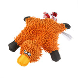 Orange mop plush pet toy duck for dogs.