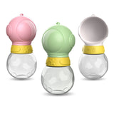 Portable dog water bottle in pink, green, and white, ideal for small pets, BPA-free, durable design.